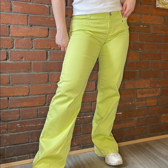 Lime green wide leg pants - Picture 2 of 5